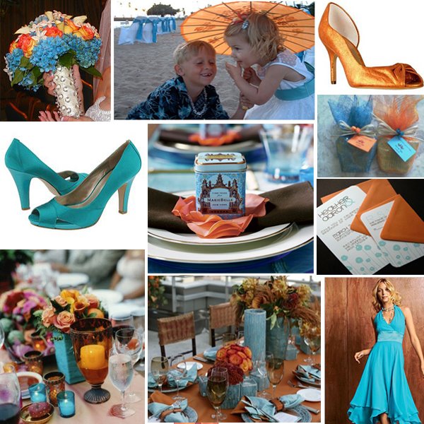 Wedding Colours Orange and Aqua