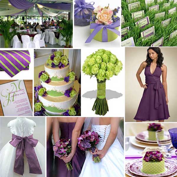 purple and green wedding invitation