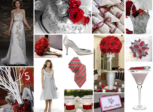 Grey and Red wedding colours