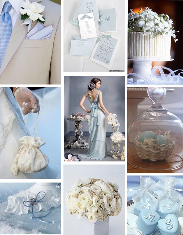 Pale blue and white wedding inspiration board - primadonnabride copy