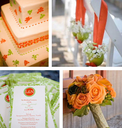 Orange and green wedding colours