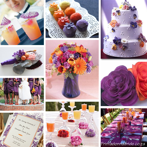 Purple and orange wedding colours - primadonnabride.co.za