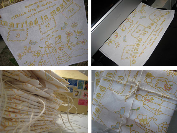 Stunning and uniquely different wedding invitations printed onto hankies