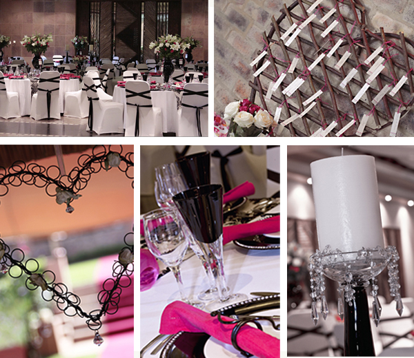 black and white wedding decorations. Black White and Cerise Decor