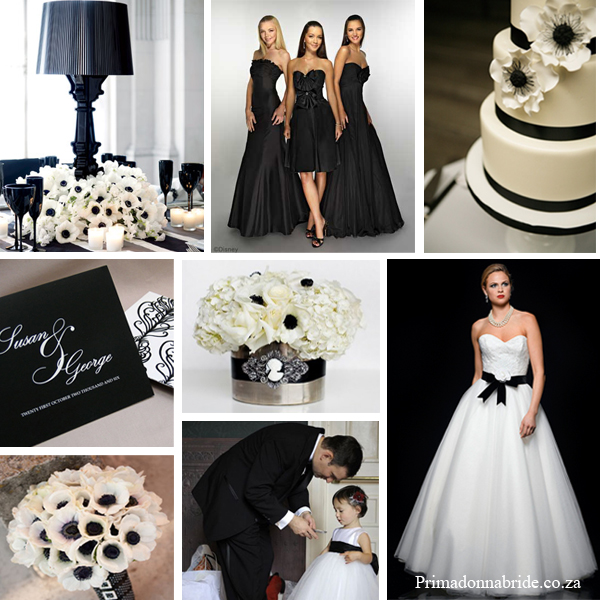 Anemones Black and White Wedding