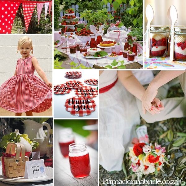 Red and white gingham picnic wedding Don't you just love a casual summer