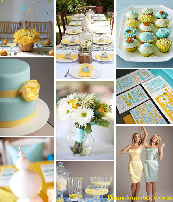 Yellow and blue wedding colours Credits Flowers Table setting