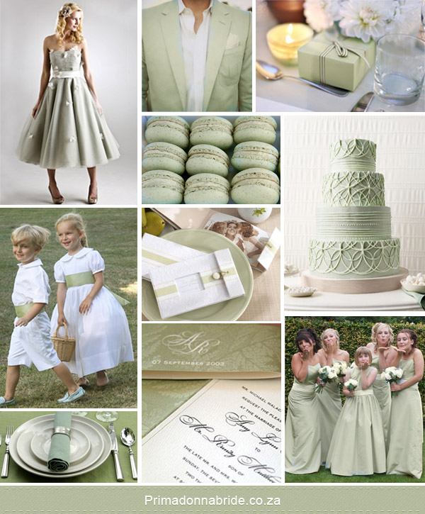 Sage green and white Credits Wedding invitation wedding dress groom 